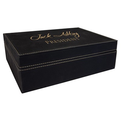10 1/4" x 7 1/2" Black/Gold Leatherette Premium Gift Box