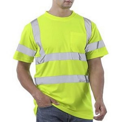 Reflective Strips Construction Work Mesh Short Sleeve Yellow