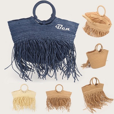 Natural Straw Bag w/ Round Handle