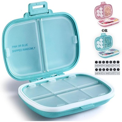 Daily Pill Organizer, 8 Compartments Portable Pill Case, Pill Box to Hold Vitamins, Cod Liver Oil