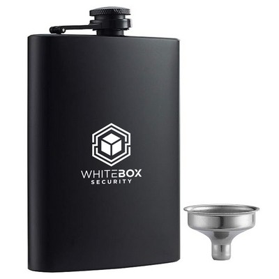 Hip Flask for Liquor Matte Black 8 Oz Stainless Steel Leakproof with Funnel, Great Gift Idea Flask