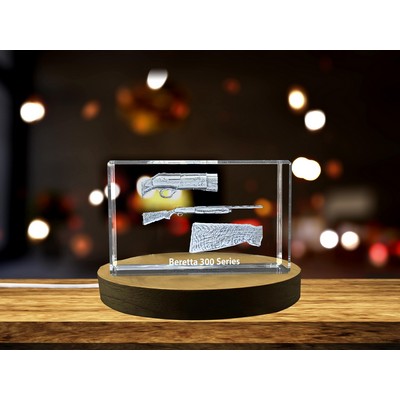 Beretta 300 Series Over/Under Shotgun Laser Engraved Crystal Award