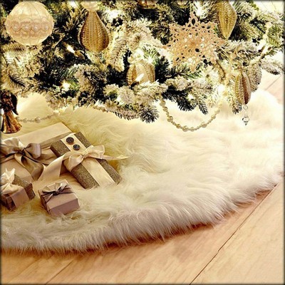 50" Luxe White Faux Fur Christmas Tree Skirt