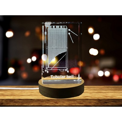 Tubular Bells 3D Engraved Crystal Trophy Award - Gift for Music Lovers