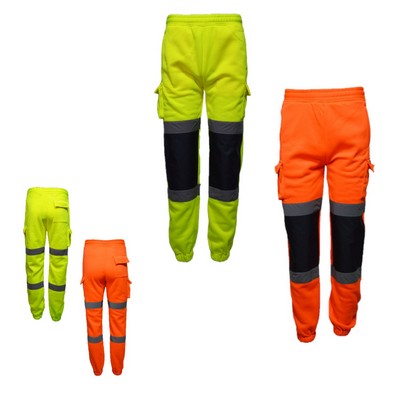 VISIPRO Reflective Front Colorblock Safety Jogger Sweatpants - 280G Fleece
