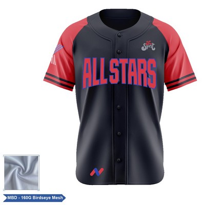 Men & Kids' Sublimation Birdseye Full-Button Baseball Jersey
