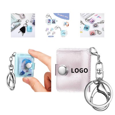 1.57 x 1.77" Mini Small Photo Album 16 Pockets Photo Storage with Keychain