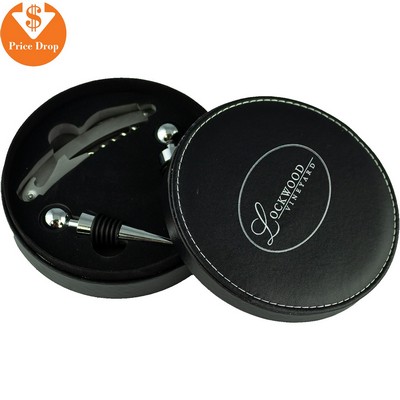 Vino Vinyl Leather Wine Opener Set