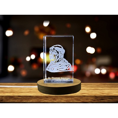 St. Thomas Aquinas 3D Engraved Crystal Trophy Award w/LED Base - The Angelic Doctor