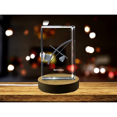 Berimbau 3D Engraved Crystal Trophy w/LED Base