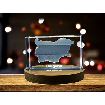 Bulgaria 3D Engraved Crystal Trophy Award - Recognition Souvenir