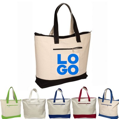 Zippered Cotton Boat Tote