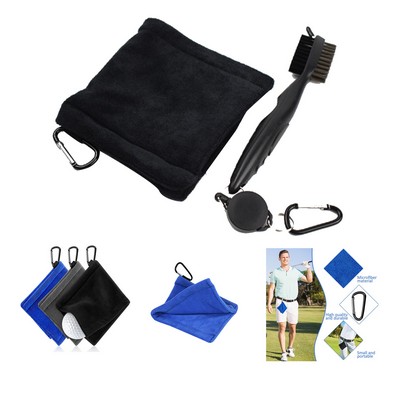 Polyester-Cotton Blend Golf Towel with Carabiner Clip for Outdoor Activities
