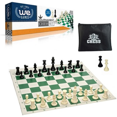 Tournament Chess Set, Roll-up Board, Weighted Pieces 3.75" King