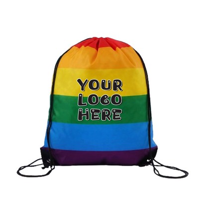 Jumbo Rainbow Drawstring Backpack