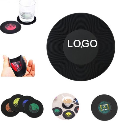 4" Custom Anti-Slip Soft Silicone Retro Vinyl Record Coaster