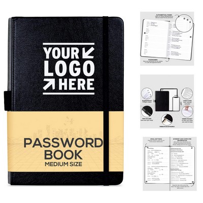 A5 8.3 x 5.8" Hardcover Password Organizer Journal
