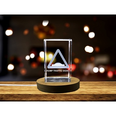 Hump Traffic Sign 3D Engraved Crystal Trophy Award for Road Safety