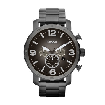 Fossil Mens Nate Smoke Stainless Steel Watch Gunmetal Fade Dial