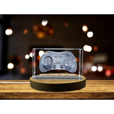 Retro 1994 Game Controller 3D Engraved Crystal Trophy Award w/LED Base Light