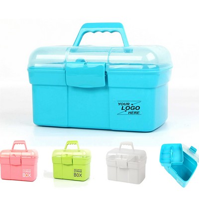 11" Plastic Storage Box with Removable Tray