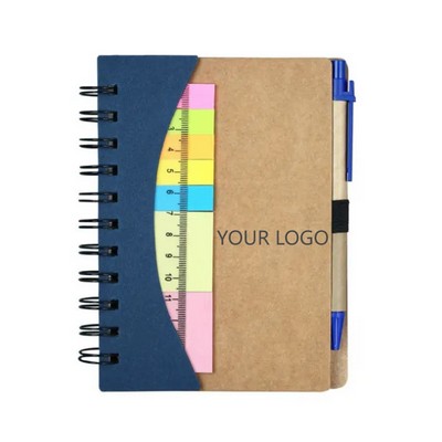 Personalized Custom Logo Kraft Cover Daily Task Spiral Notebook Memo Sticky Notepad With Pen