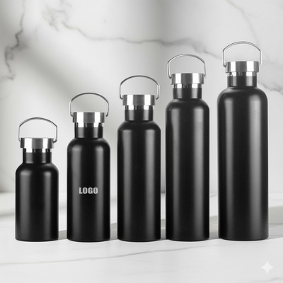 500Ml Stainless Steel Bottle W/ Foldable Handle Ring