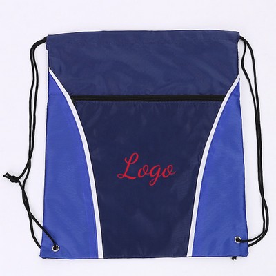 210D Drawstring Backpack With Zipper