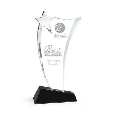 Crystal Wave Award with Silver Star on Black Crystal Base (5 "x11")