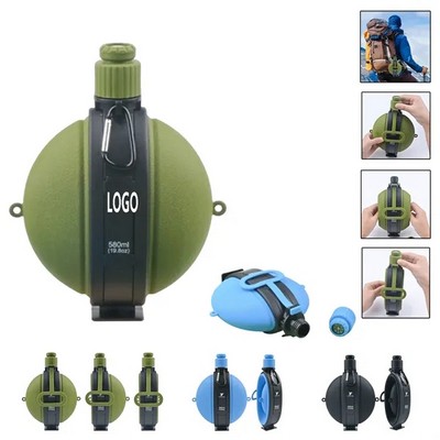 19.8oz Silicone Foldable Canteen Kettle with Compass