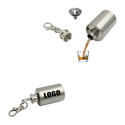 1 Oz. Bottle Shape Stainless Flask w/Key Chain