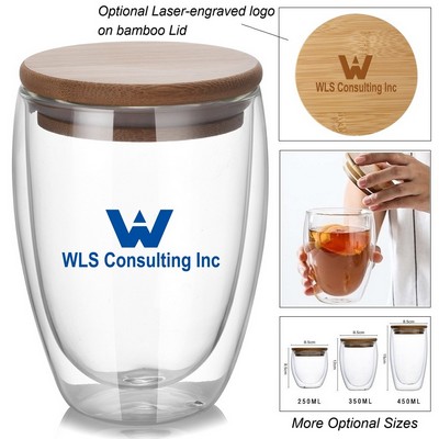 Glass Cup with Bamboo Lid-12 oz