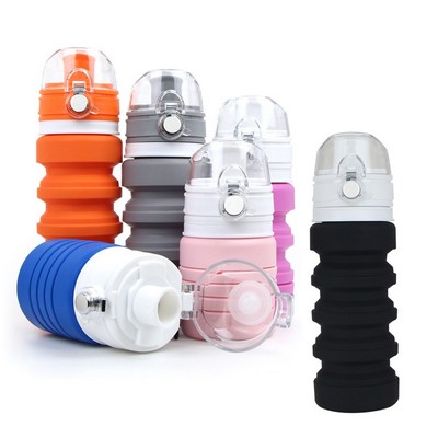 Silicone Water Bottle One Button Cap