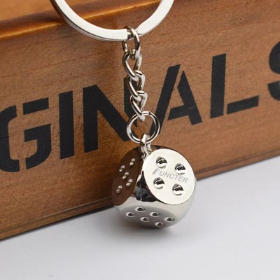 Creative Metal Six-sided Dice Car Keychain