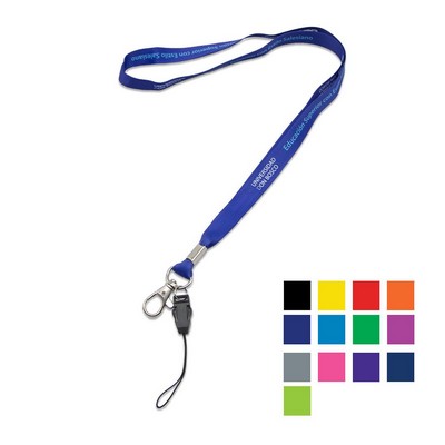 Custom 1/2" Polyester Lanyard w/ Lobster Claw & Cell Phone Loop