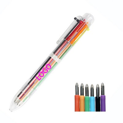 Multi-Color 6-In-1 Retractable Ballpoint Pens