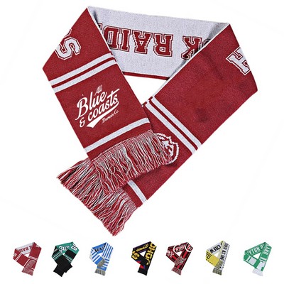 Acrylic Knitted Sports Scarf with Fringe
