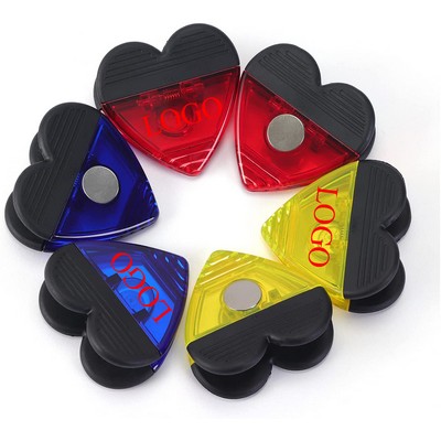 2 3/4" Custom Plastic Heart-Shaped Fridge Magnetic Memo Holder Clip