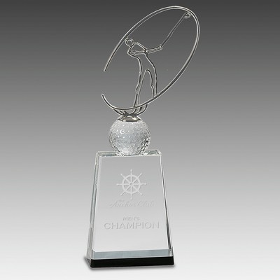 Crystal Golf Award Metal Oval Figure