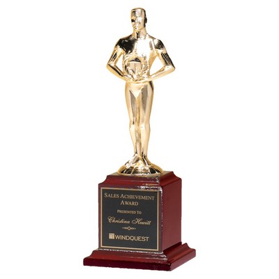 Cast Metal Achiever Figure on a Rosewood Base