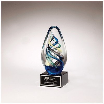 Egg Shaped on Glass Base Art Glass