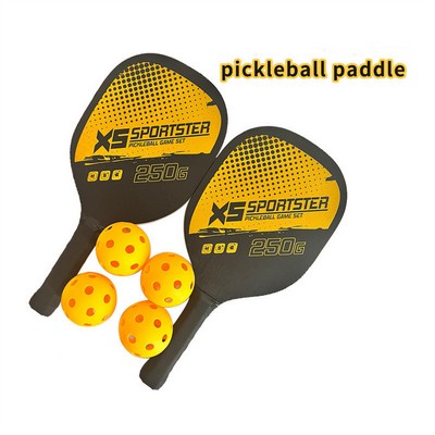 Beginner Wooden Pickle ball Paddle Set - 2 rackets & 4 Balls for Training and Recreational Play