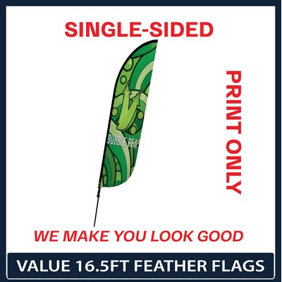 Value 16.5' Feather Flag - Single Sided Graphic Only