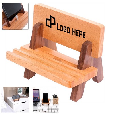 Bench-Shaped Bamboo Phone Desktop Holder Stands