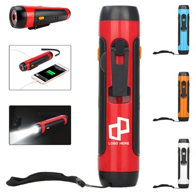3" 1 Manual Flashlight W/ Radio And Power Bank
