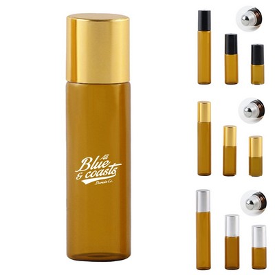 0.17oz Amber Essential Oil Glass Bottle with Stainless Steel Roller Ball