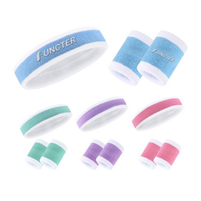 High Elastic Quick Sweat Absorbing Sport Headband Wristband Set of 3 Pcs