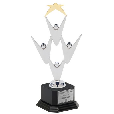 8" Silver Metal Teamwork w/ Gold Star on Black Base