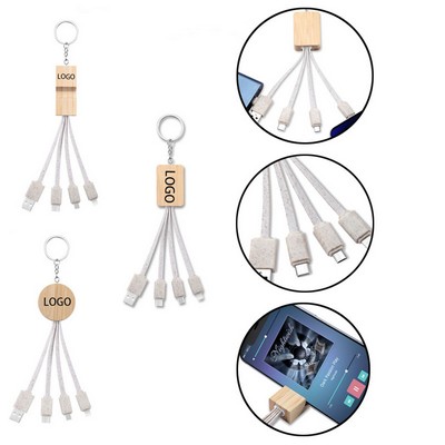 Wooden 3-in-1 Data Cable