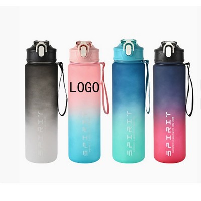 800ML Handheld Straw Gradient Matte Sports Water Cup